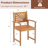 Tangkula Outdoor Dining Chairs Acacia Wood Patio Chairs Set of 2/3/4/6