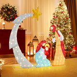 Tangkula 5 FT Lighted Christmas Nativity Scene Set, Outdoor Holy Family Decoration with 140 Warm White LED Lights