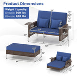 Tangkula Patio Rattan Daybed with 4-Level Adjustable Backrest
