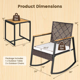 Tangkula 3 Pieces Outdoor Rocking Chairs Set