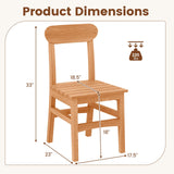 Tangkula Wooden Armless Dining Chair with Slatted Seat & Curved Backrest