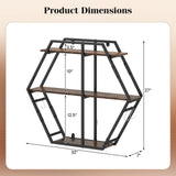 Tangkula Hexagon Wall Shelf with 4 S-Shaped Hooks & Heavy Duty Metal Frame