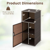 Tangkula PE Wicker Outdoor Cabinet with 3 Storage Shelves