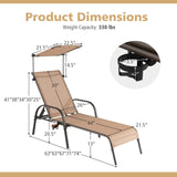 Tangkula Patio Lounge Chair, Outdoor Chaise Lounge with 5-Level Adjustable Backrest