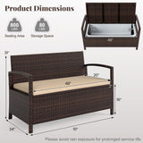 Tangkula 42 Gallon Outdoor Bench with Storage for Porch Backyard Poolside