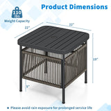 Tangkula Outdoor PE Rattan Side Table with 1.57” Umbrella Hole