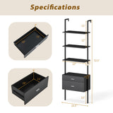 Tangkula Ladder Bookshelf with 4 Open Shelves & 2 Drawers