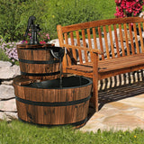 Tangkula 2-Tier Water Fountain Outdoor for Garden Patio Backyard, Fir Wood