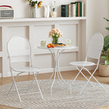Tangkula 3 Pieces Patio Bistro Set, Metal Table and Folding Chair Set for 2
