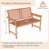 Tangkula 2 Person Heavy Duty Patio Loveseat Chair with Slatted Backrest and Seat