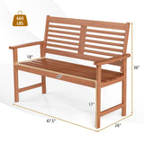 Tangkula 2-Person Patio Bench with Ergonomic Backrest and Armrests
