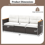 Tangkula 3 Seat Patio Couch Sofa with Thick Cushion for Porch