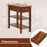 Tangkula Narrow End Table Set of 2, 24.5”H Farmhouse Side Table with Drawer
