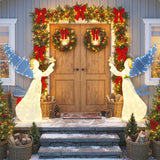 Tangkula 5 Feet Lighted Angel Christmas Decoration with Wings and Warm LED Lights