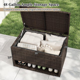 Tangkula 48 Gallon Rattan Outdoor Storage Box with Shoe Rack
