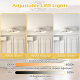 Tangkula Ceiling Fan with Lights 3000-6500K Dimmable Modern Flush Mount LED