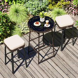Tangkula 3 Pieces Outdoor Swivel Bar Set