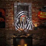 Tangkula Animated Halloween Decoration, 18” Hanging Skull Prisoner
