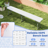 Tangkula 6 FT Plastic Folding Bench, Foldable Bench Seat with Carry Handle, Non-Slip Mat