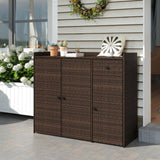 Tangkula Rattan Outdoor Storage Cabinet