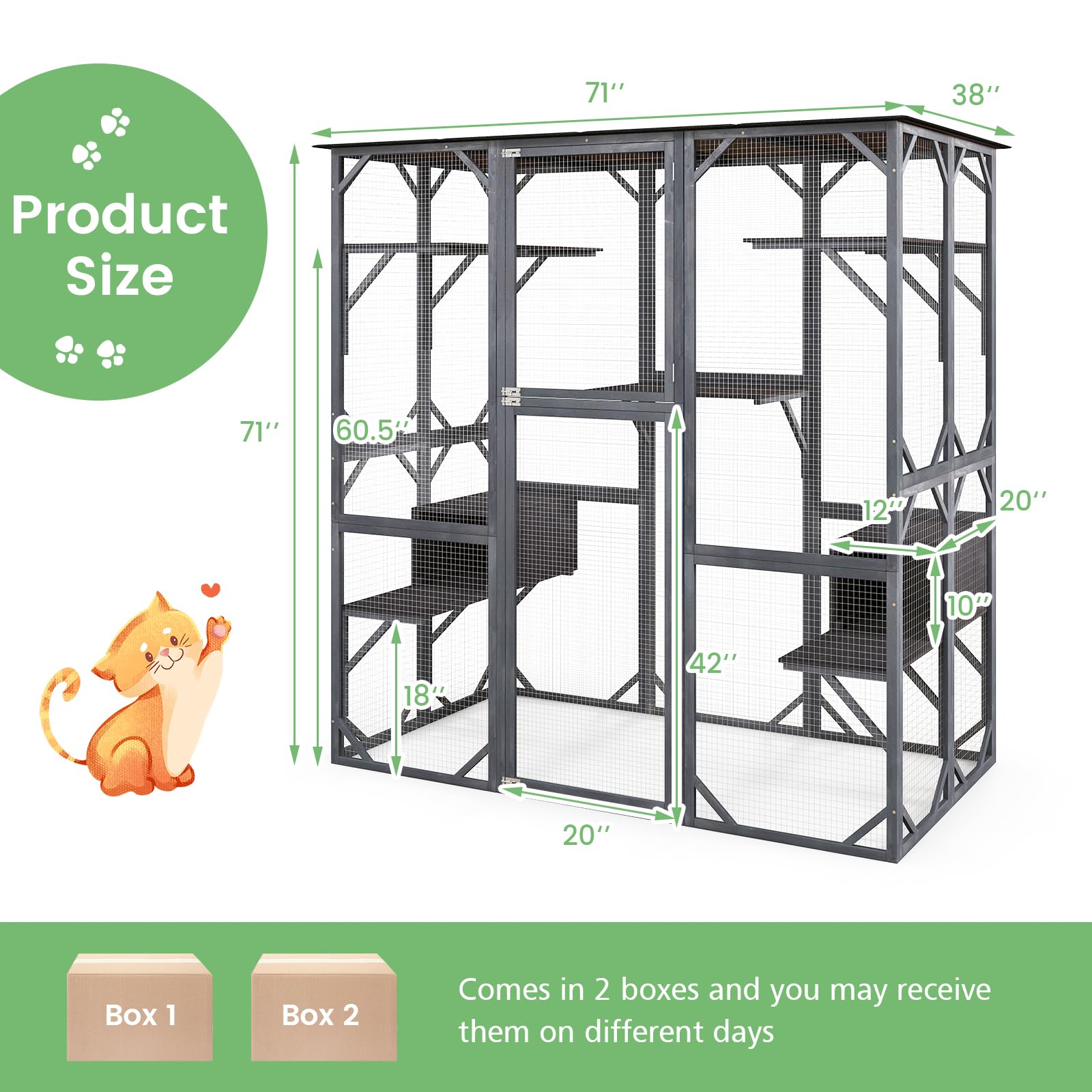 Tangkula Catio Outdoor Cat Enclosure Large
