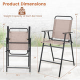 TAGNKULA Outdoor Folding Bar Stool Set of 2/4, Patio Dining Chairs, Outdoor Bar-Height Stools w/Armrests