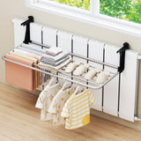 Tangkula Portable Clothes Drying Rack | Extendable Radiator Clothes Airer with Robust Aluminum Frame for Balcony Railings Windowsill