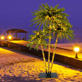 Tangkula 6FT Christmas Lighted Triple Palm Tree