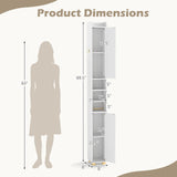 Tangkula 69.5" Narrow Bathroom Cabinet with 2 Doors & Adjustable Shelves (1/2)