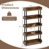 Tangkula 5-Tier Open Bookcase with Industrial Storage Unit