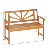 Tangkula Acacia Wood Outdoor Bench for Front Porch