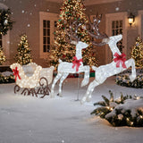 Tangkula 3-Piece Christmas Lighted Reindeer & Sleigh Set