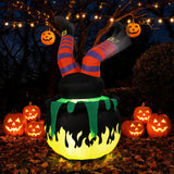 Tangkula 6 FT Animated Halloween Lighted Inflatable Kicking Witch