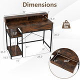 Tangkula Small Computer Desk with Power Outlets