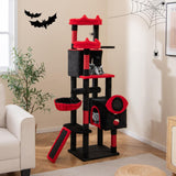 Large Gothic Cat Tree with Cat Condos and Plush Perches