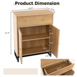 Tangkula Bathroom Storage Cabinet with Rattan Doors & Drawer, Sideboard Buffet Cabinet Coffee Bar(Farmhouse, Natural)
