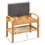 Tangkula 2 Tier Sturdy Shoe Rack with Flip Top Storage Space and Padded Cushion