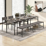 Tangkula Dining Table Set for 4, Kitchen Table with Bench and Chairs, Additonal Storage Rack