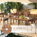 Tangkula 79 Inch Outdoor Dining Table, 8-Person Patio Table with 1.9 Inch Umbrella Hole