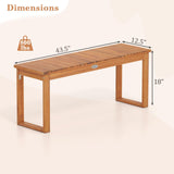 Tangkula 43.5" Acacia Wood 2-Person Outdoor Bench Backless with Slatted Seat (1/2)