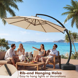Tangkula 11FT Large Curved Round Cantilever Offset Patio Umbrella with Base Included