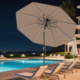 Tangkula 10 FT Solar Patio Umbrella for Backyard Poolside Deck Lawn