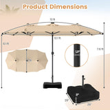 Tangkula 13 FT Double-Sided Rectangle Patio Umbrella with Base Included