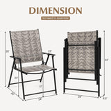 Tangkula Set of 4 Patio Folding Chairs, Outdoor Wicker Dining Chairs with Armrests (4, Mix Gray)