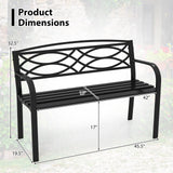Tangkula Geometric Style Outdoor Metal Garden Park Bench for 2