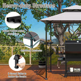 Tangkula 8x5 Ft Grill Gazebo, 2-Tier Barbecue Gazebo with 2 Shelves, 10 Hanging Hooks, Bottle Opener & Storage Basket