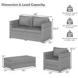 Tangkula 4/8 Pieces Patio Rattan Conversation Set | Sectional Sofas and Tea Table for Garden Yard Balcony