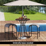 Tangkula 3 PCS Outdoor Bar Table Set, 28” Round Bar Height Table with 2 Bar Stools