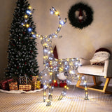 Tangkula 4.6 FT Christmas 3D Lighted Reindeer, Pre-Lit Rattan Buck with Large Antlers & 170 LED Lights