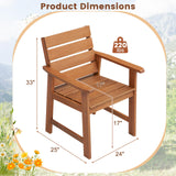 Tangkula Set of 2 Hardwood Patio Dining Chair, Wood Dining Armchairs with Breathable Slatted Seat & Inclined Backrest